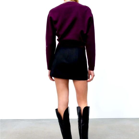 NWT ZARA Knit Sweater with Asymmetric Neck Burgundy Wine Size M - Picture 5 of 10